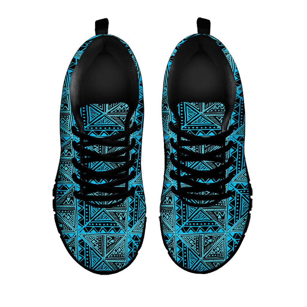 Turquoise African Ethnic Pattern Print Black Running Shoes