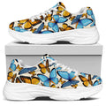 Turquoise And Orange Butterfly Print White Chunky Shoes