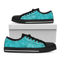 Turquoise Argyle Pattern Print Black Low Top Sneakers