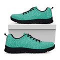Turquoise (NOT Real) Glitter Print Black Running Shoes