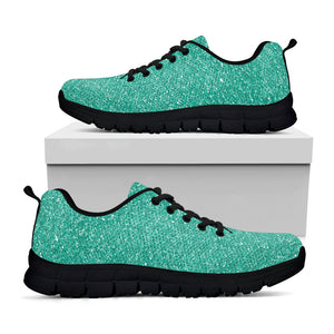 Turquoise (NOT Real) Glitter Print Black Running Shoes