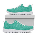 Turquoise (NOT Real) Glitter Print White Running Shoes
