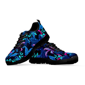 Turquoise Hawaii Tropical Pattern Print Black Running Shoes