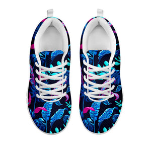 Turquoise Hawaii Tropical Pattern Print White Running Shoes