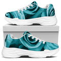 Turquoise Rose Flower Print White Chunky Shoes