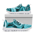 Turquoise Rose Flower Print White Running Shoes