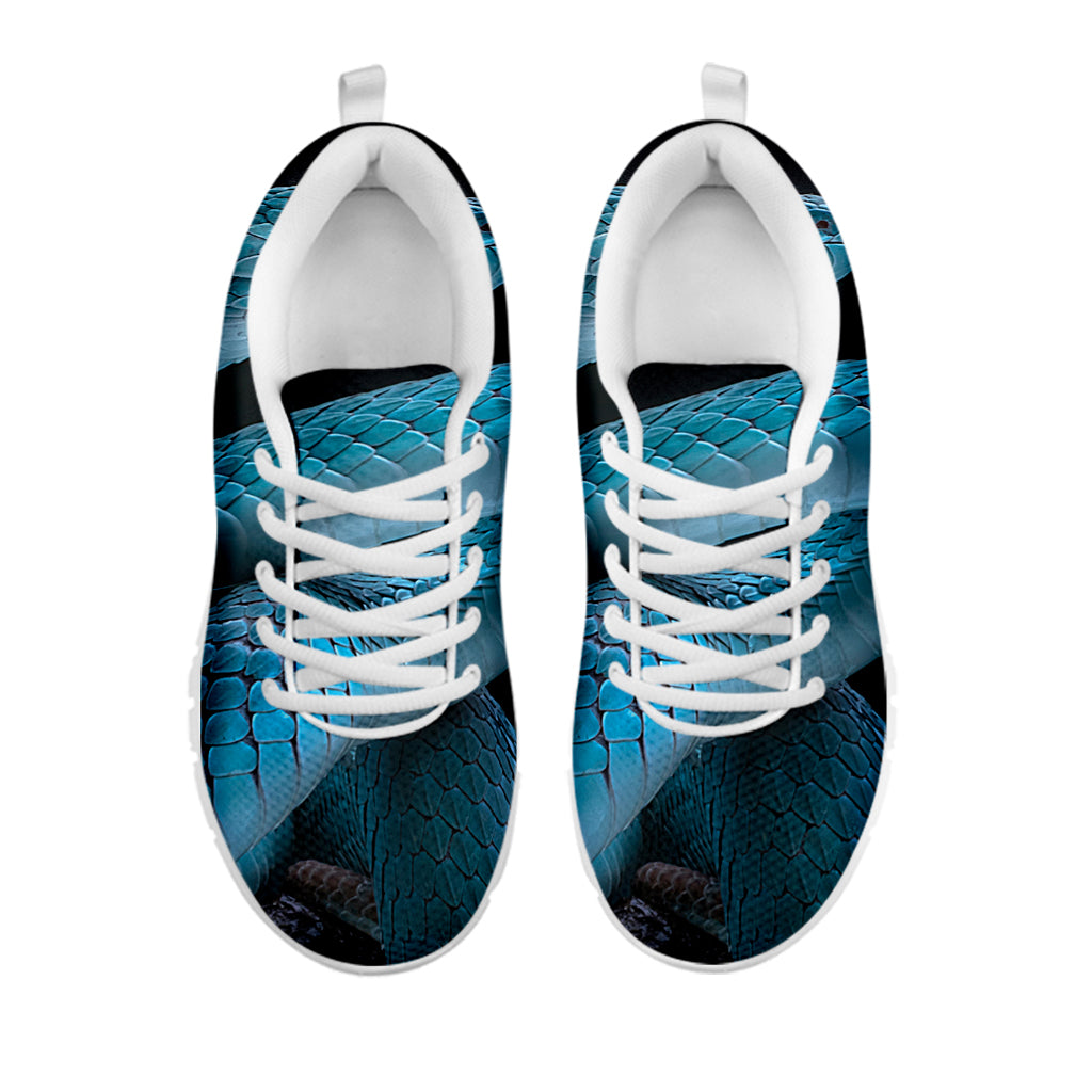 Turquoise Snake Print White Running Shoes