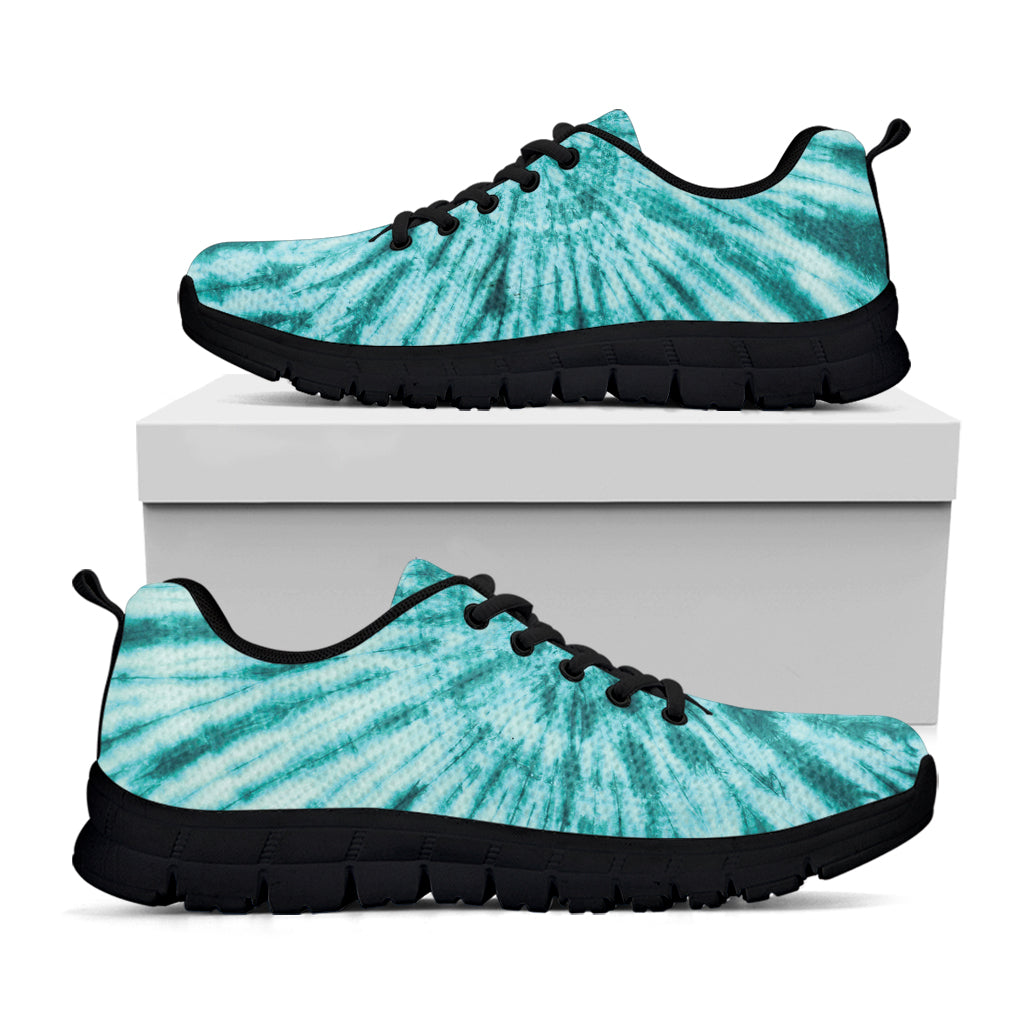 Turquoise Tie Dye Print Black Running Shoes