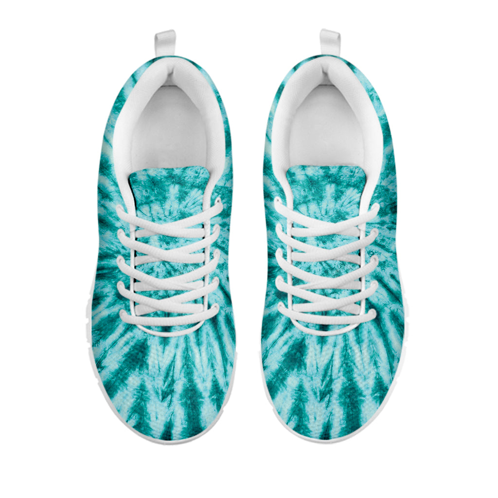Turquoise Tie Dye Print White Running Shoes