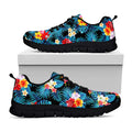 Turquoise Tropical Hawaii Pattern Print Black Running Shoes