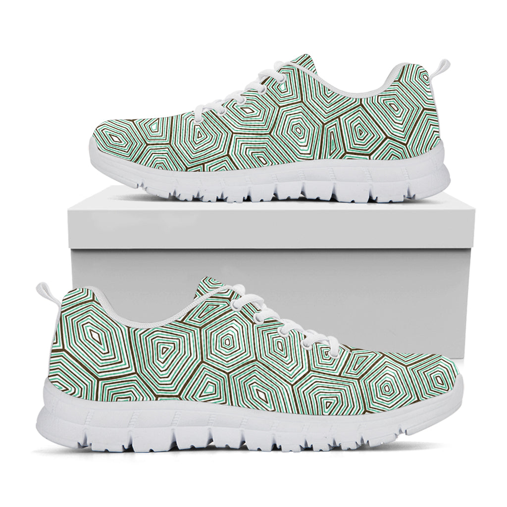 Turtle Shell Pattern Print White Running Shoes