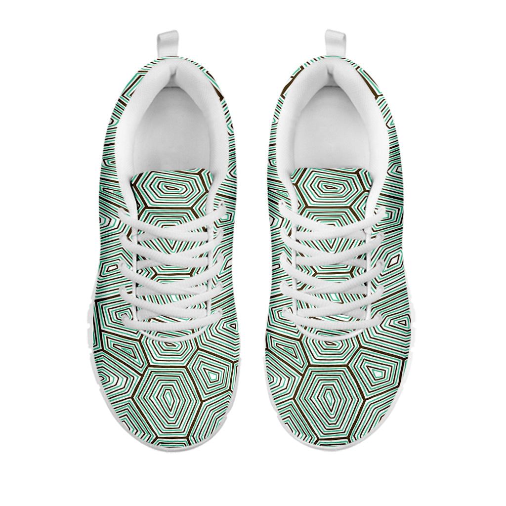 Turtle Shell Pattern Print White Running Shoes