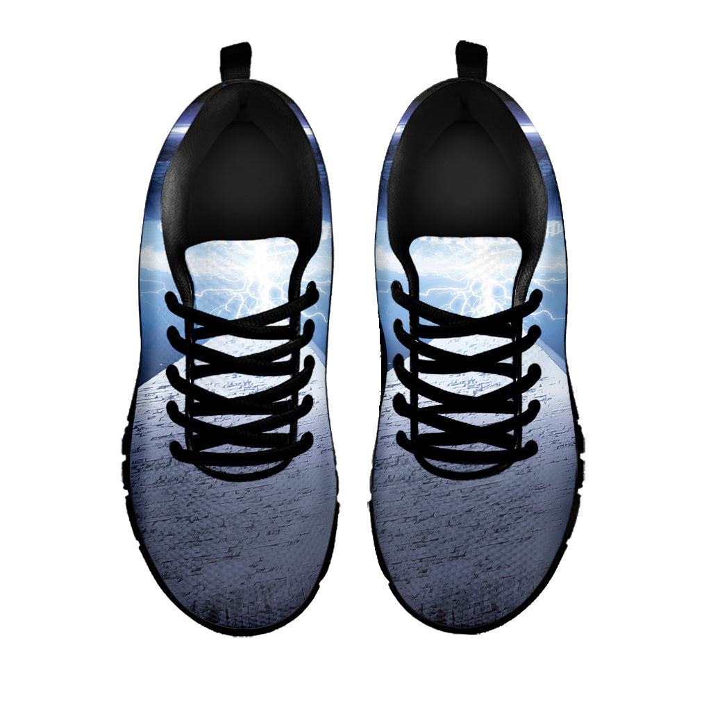 UFO Pyramid Print Black Running Shoes