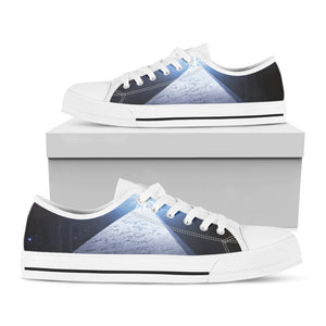 UFO Pyramid Print White Low Top Sneakers