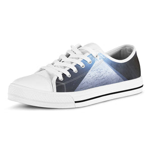 UFO Pyramid Print White Low Top Sneakers