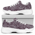 Umber Floral Bohemian Pattern Print White Chunky Shoes