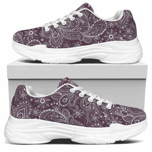 Umber Floral Bohemian Pattern Print White Chunky Shoes