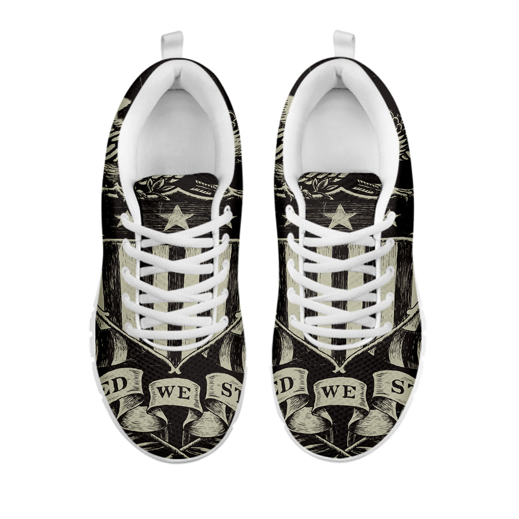 United We Stand American Flag Print White Running Shoes