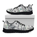 US Dollar Pattern Print Black Running Shoes
