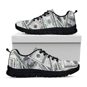US Dollar Pattern Print Black Running Shoes
