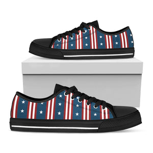 USA Independence Day Pattern Print Black Low Top Sneakers