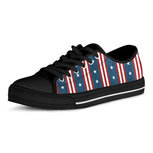 USA Independence Day Pattern Print Black Low Top Sneakers