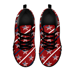 USA Patriotic Star Pattern Print Black Running Shoes