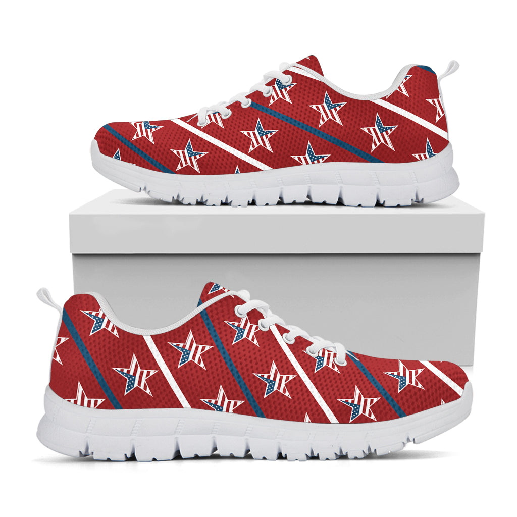USA Patriotic Star Pattern Print White Running Shoes