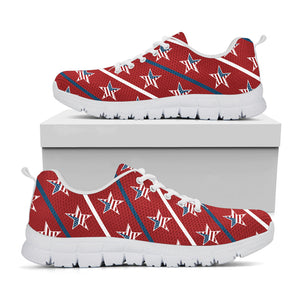 USA Patriotic Star Pattern Print White Running Shoes