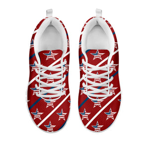 USA Patriotic Star Pattern Print White Running Shoes