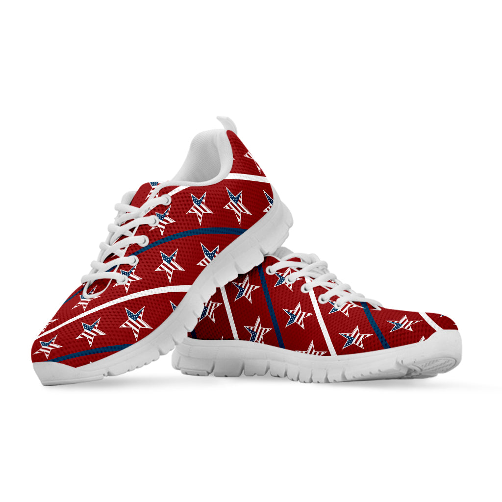 USA Patriotic Star Pattern Print White Running Shoes