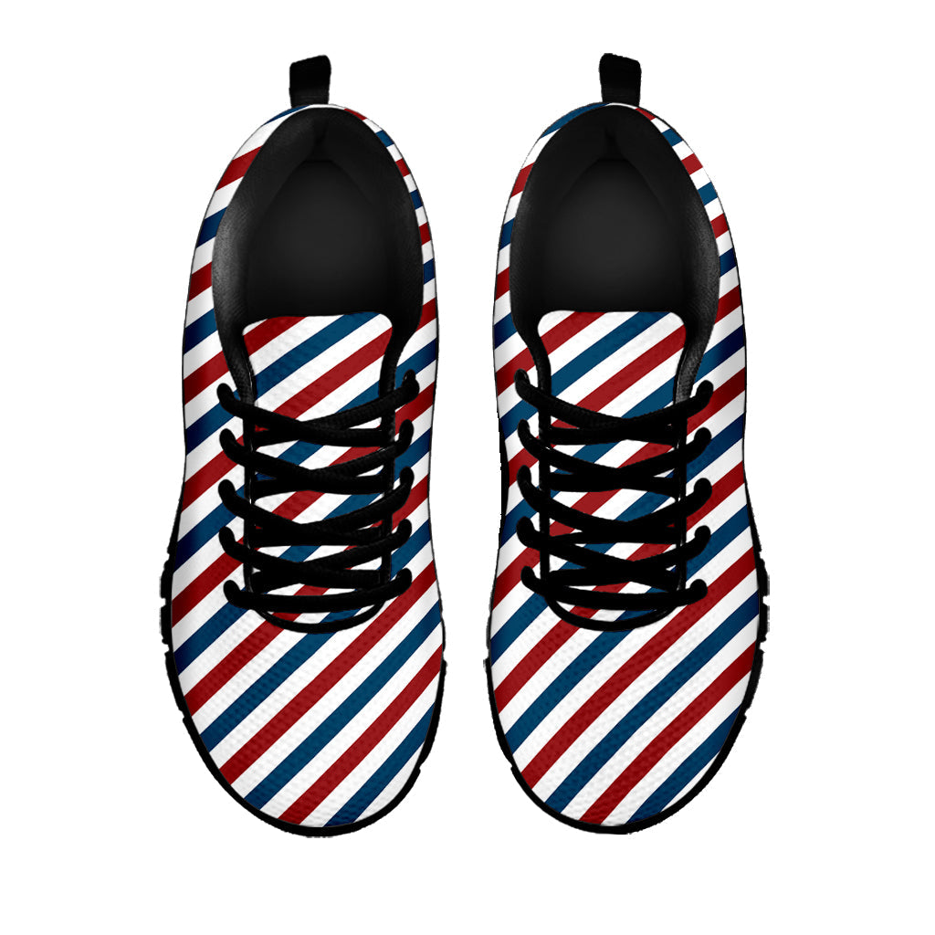 USA Patriotic Striped Pattern Print Black Running Shoes