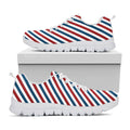 USA Patriotic Striped Pattern Print White Running Shoes