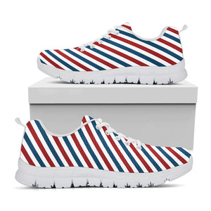 USA Patriotic Striped Pattern Print White Running Shoes