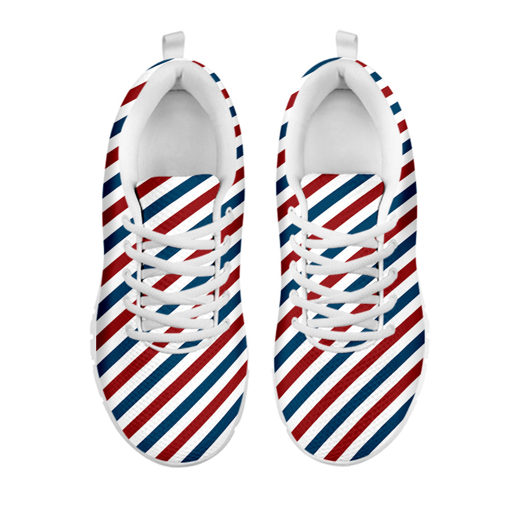 USA Patriotic Striped Pattern Print White Running Shoes