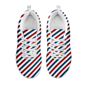 USA Patriotic Striped Pattern Print White Running Shoes