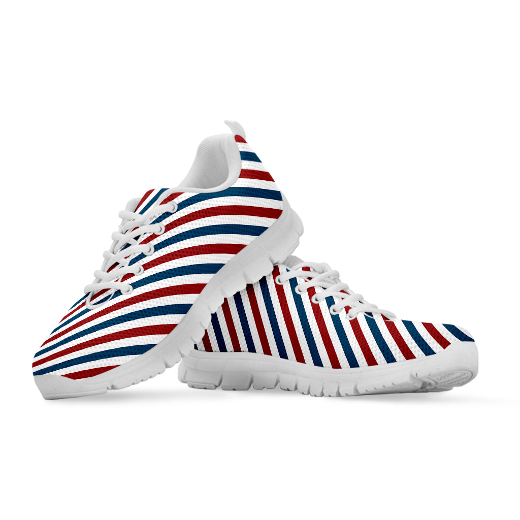 USA Patriotic Striped Pattern Print White Running Shoes