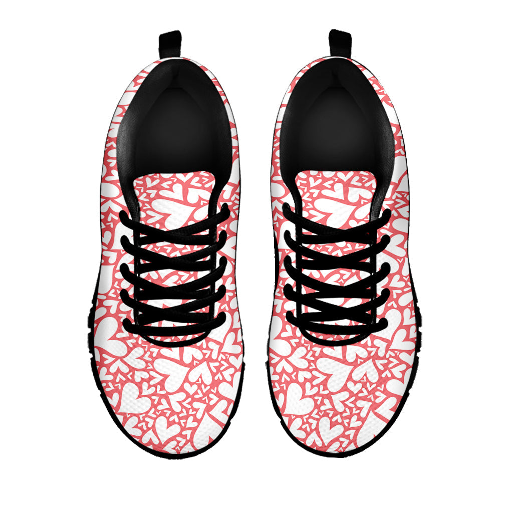 Valentine's Day Heart Pattern Print Black Running Shoes