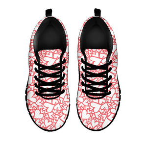 Valentine's Day Heart Pattern Print Black Running Shoes