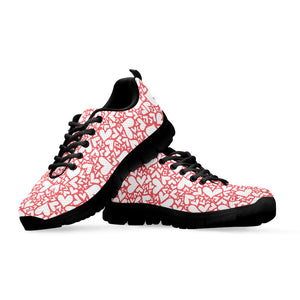 Valentine's Day Heart Pattern Print Black Running Shoes