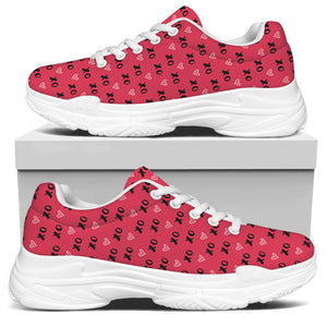 Valentine's Day XOXO Pattern Print White Chunky Shoes