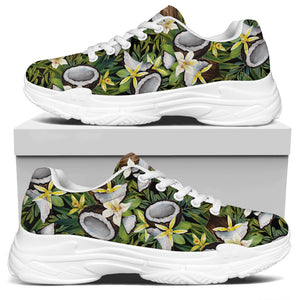Vanilla Flower And Coconut Pattern Print White Chunky Shoes