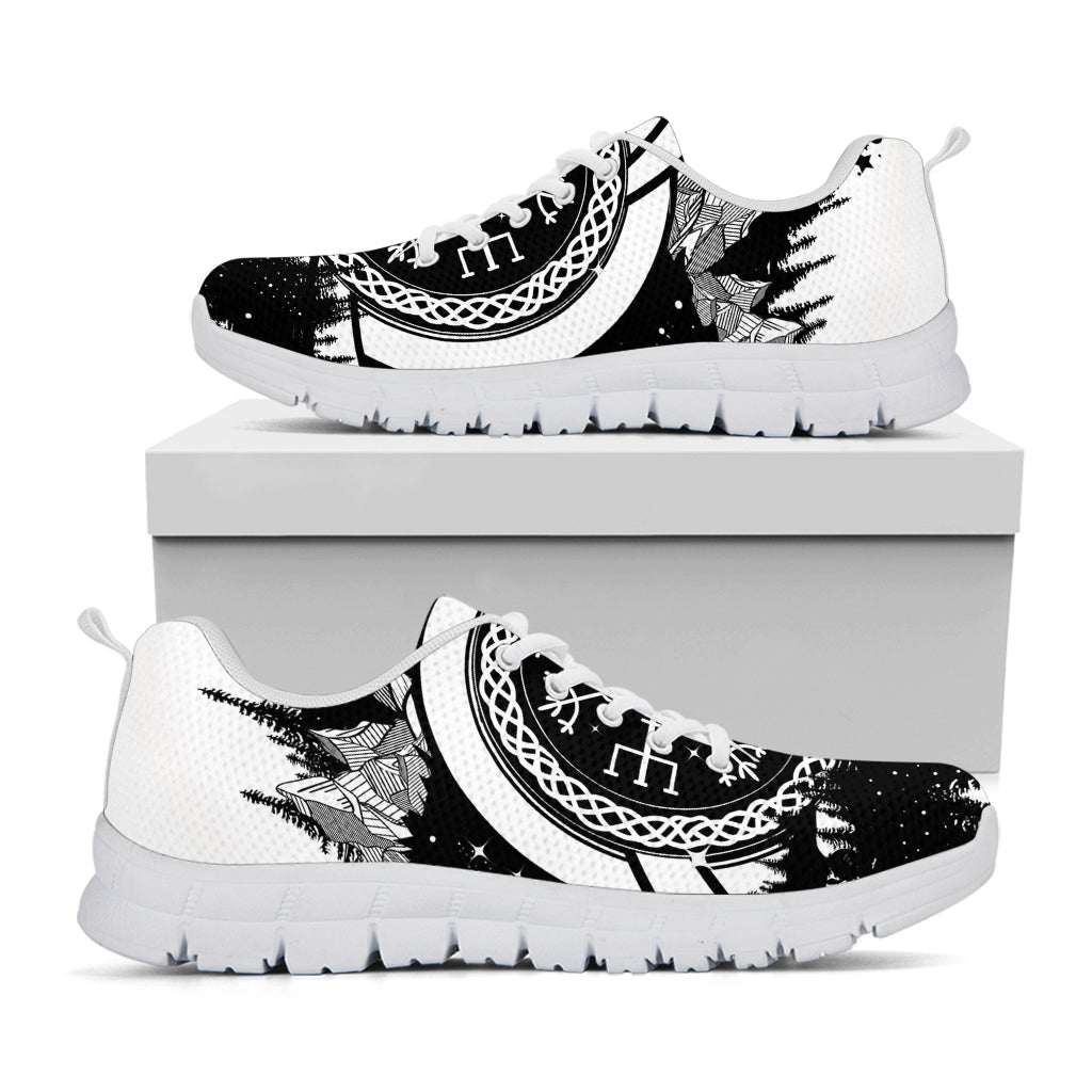 Viking Celtic Trinity Knot Print White Running Shoes