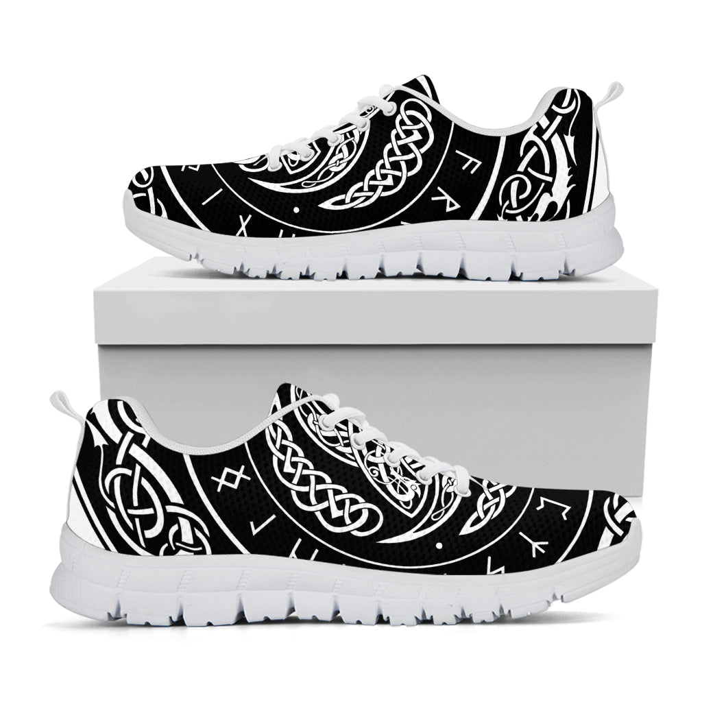 Viking Triple Horn Of Odin Print White Running Shoes