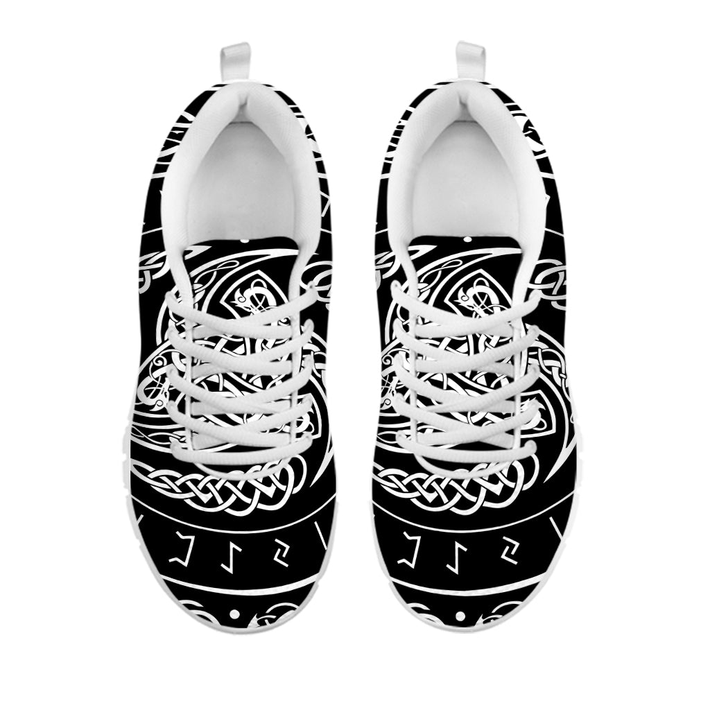 Viking Triple Horn Of Odin Print White Running Shoes