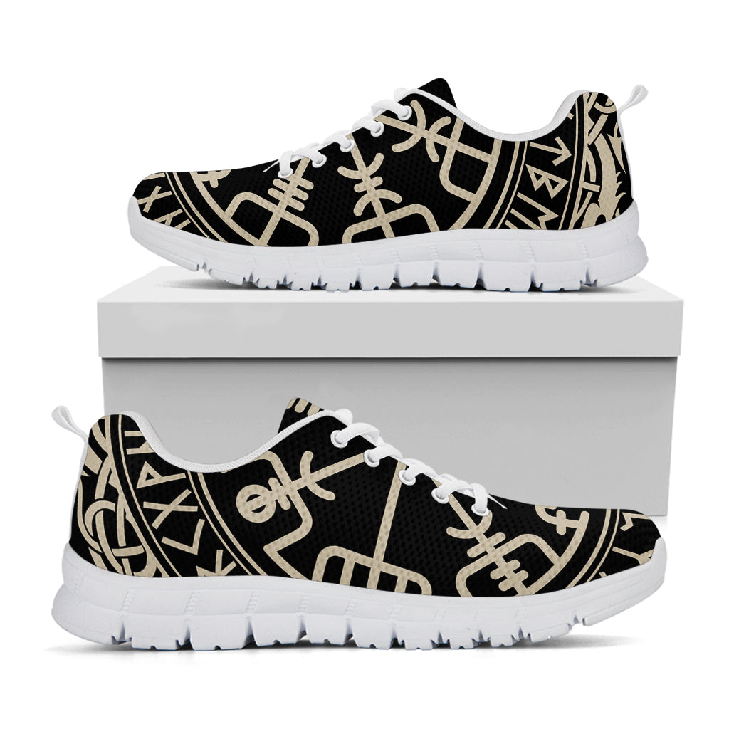 Viking Vegvisir Print White Running Shoes