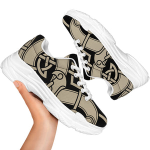 Viking Wolves Symbol Print White Chunky Shoes
