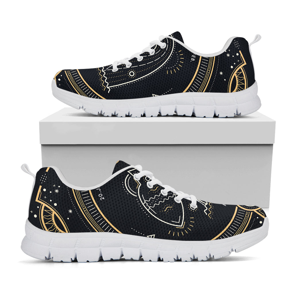 Vintage Aquarius Zodiac Sign Print White Running Shoes