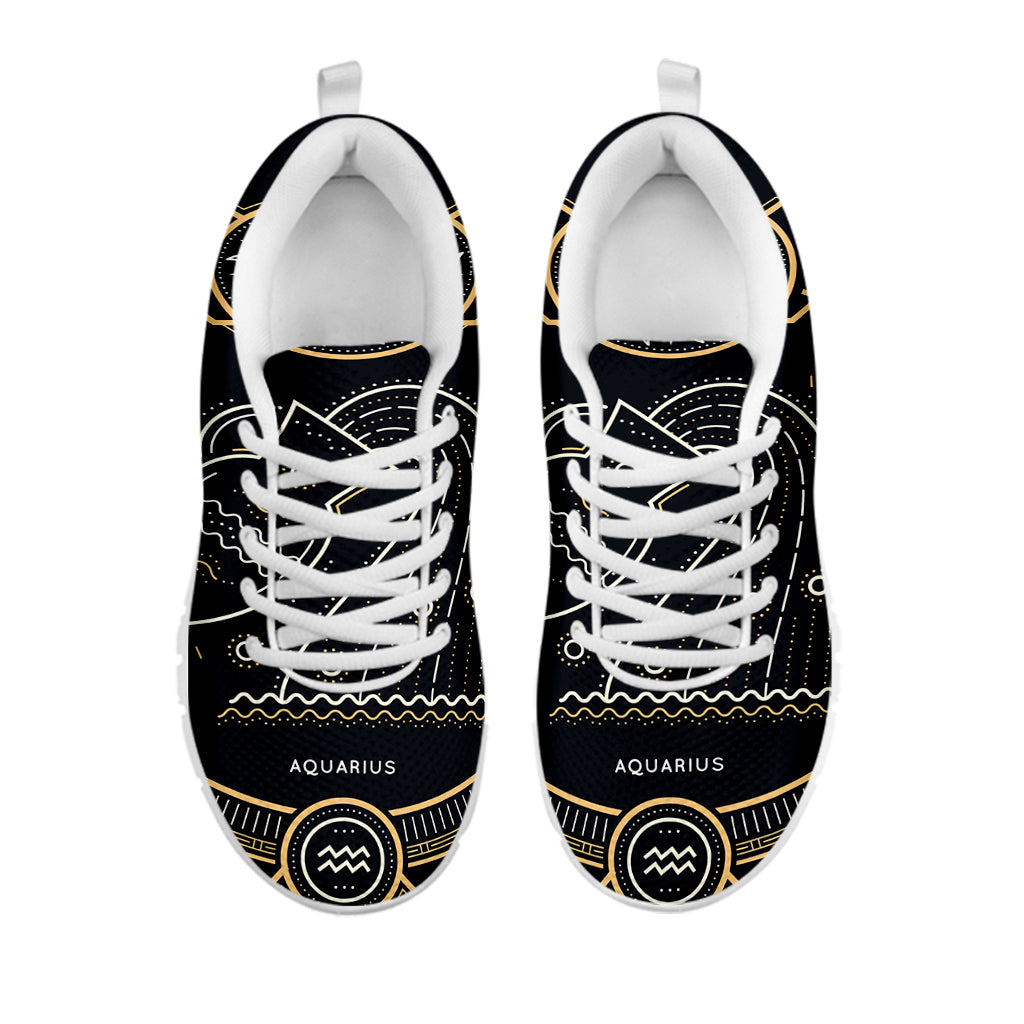 Vintage Aquarius Zodiac Sign Print White Running Shoes