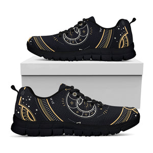 Vintage Aries Zodiac Sign Print Black Running Shoes